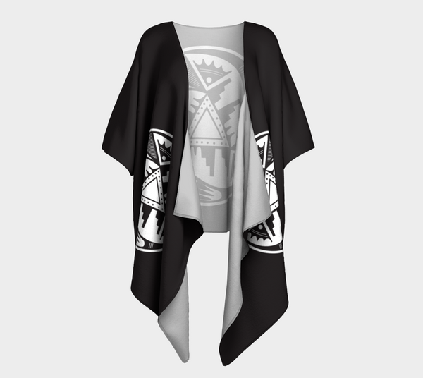 Pueblo Pottery Kimono - Black with White Detailing