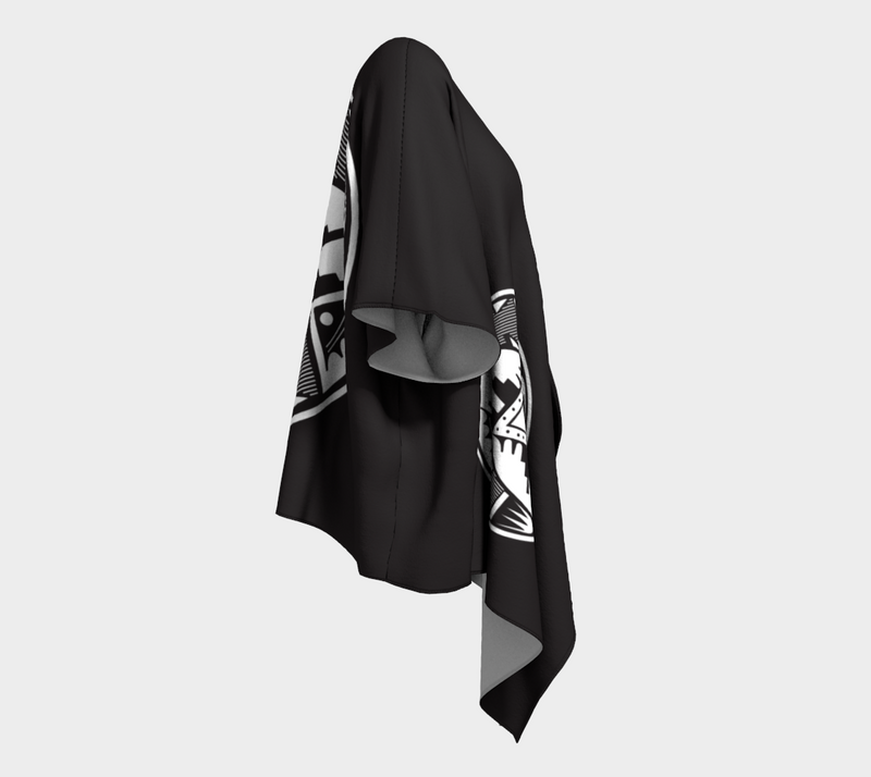 Pueblo Pottery Kimono - Black with White Detailing