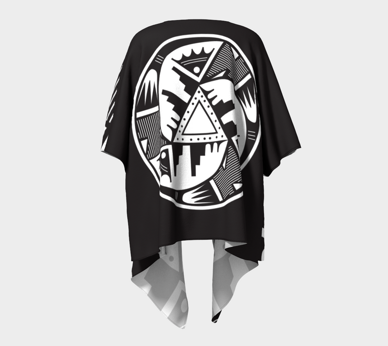 Pueblo Pottery Draped Kimono - Black/White