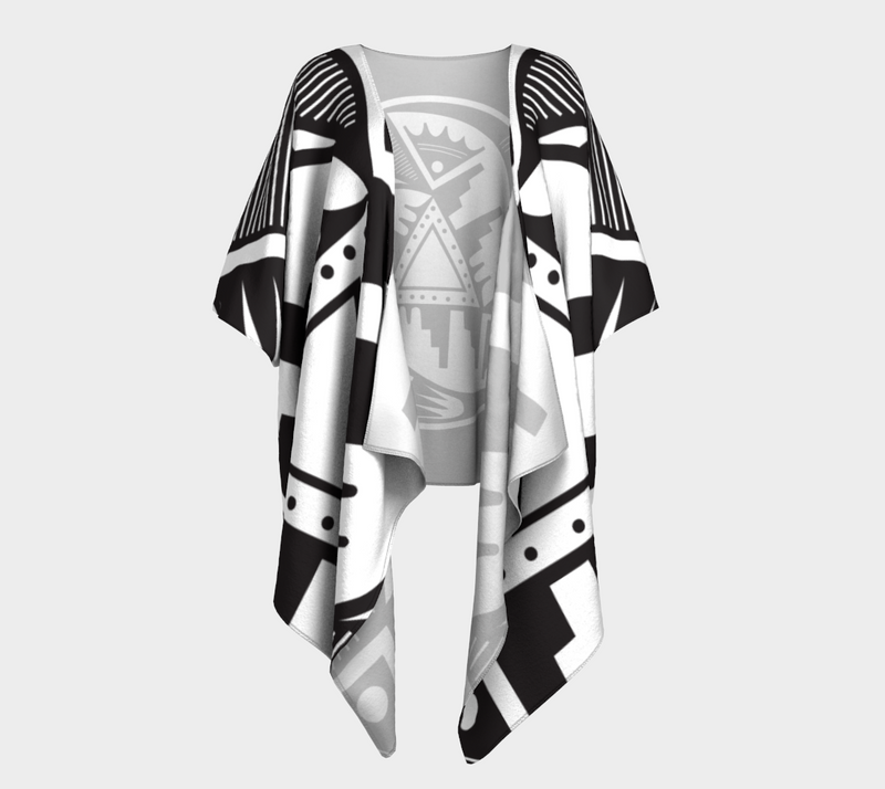 Pueblo Pottery Draped Kimono - Black/White