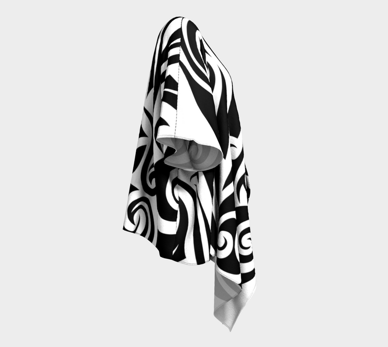 Islander Tattoo Draped Kimono -Black/White