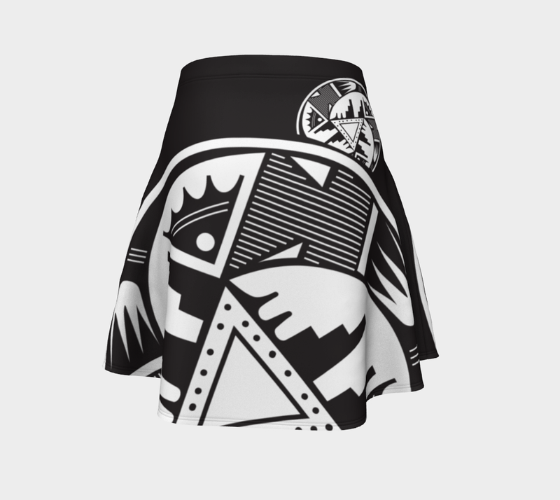 Pueblo Pottery Flared Skirt - Black/White